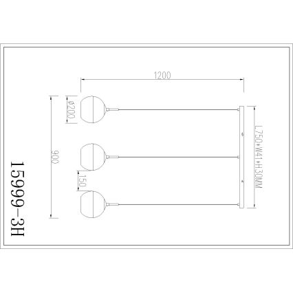 Globo - Taklampa med vajer 3xE27/60W/230V