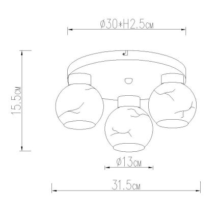 Globo - Taklampa 3xE27/60W/230V Ø 31,5 cm
