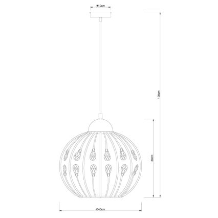 Globo - Pendellampa med kabel 1xE27/60W/230V Ø 40 cm