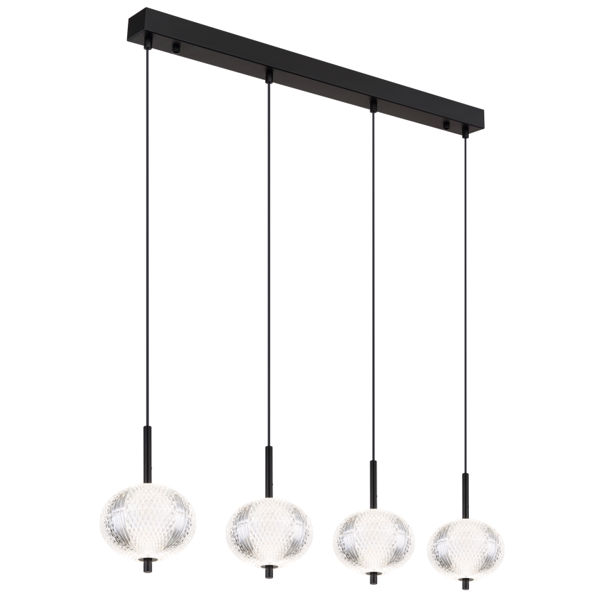 Globo - LED ljuskrona med textilsladd 4xLED/5,75W/230V 3000/4500/6500K