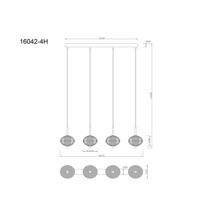 Globo - LED ljuskrona med textilsladd 4xLED/5,75W/230V 3000/4500/6500K