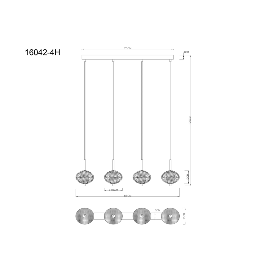 Globo - LED ljuskrona med textilsladd 4xLED/5,75W/230V 3000/4500/6500K