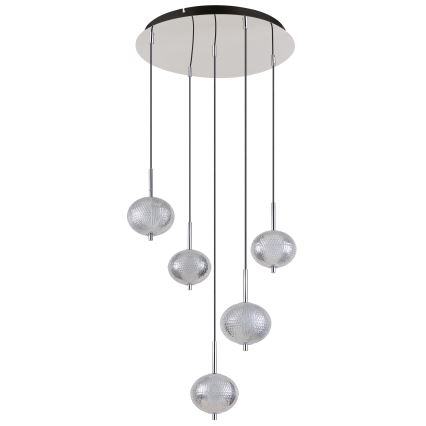 Globo - LED ljuskrona med textilsladd 5xLED/6,6W/230V 3000/4500/6500K