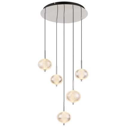 Globo - LED ljuskrona med textilsladd 5xLED/6,6W/230V 3000/4500/6500K