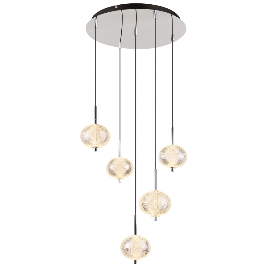 Globo - LED ljuskrona med textilsladd 5xLED/6,6W/230V 3000/4500/6500K