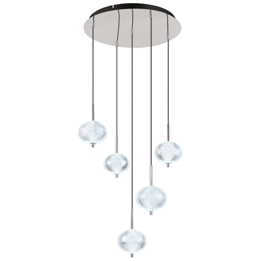 Globo - LED ljuskrona med textilsladd 5xLED/6,6W/230V 3000/4500/6500K