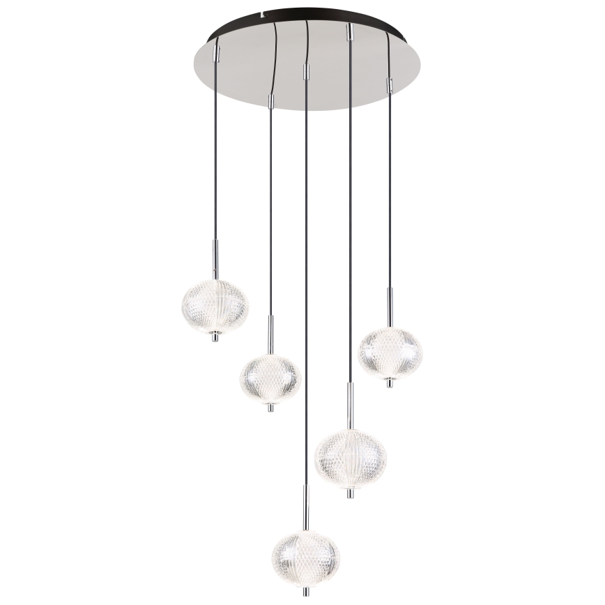 Globo - LED ljuskrona med textilsladd 5xLED/6,6W/230V 3000/4500/6500K