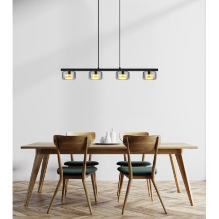 Globo - LED ljuskrona med textilsladd 4xGX53/6W/230V rökig/svart