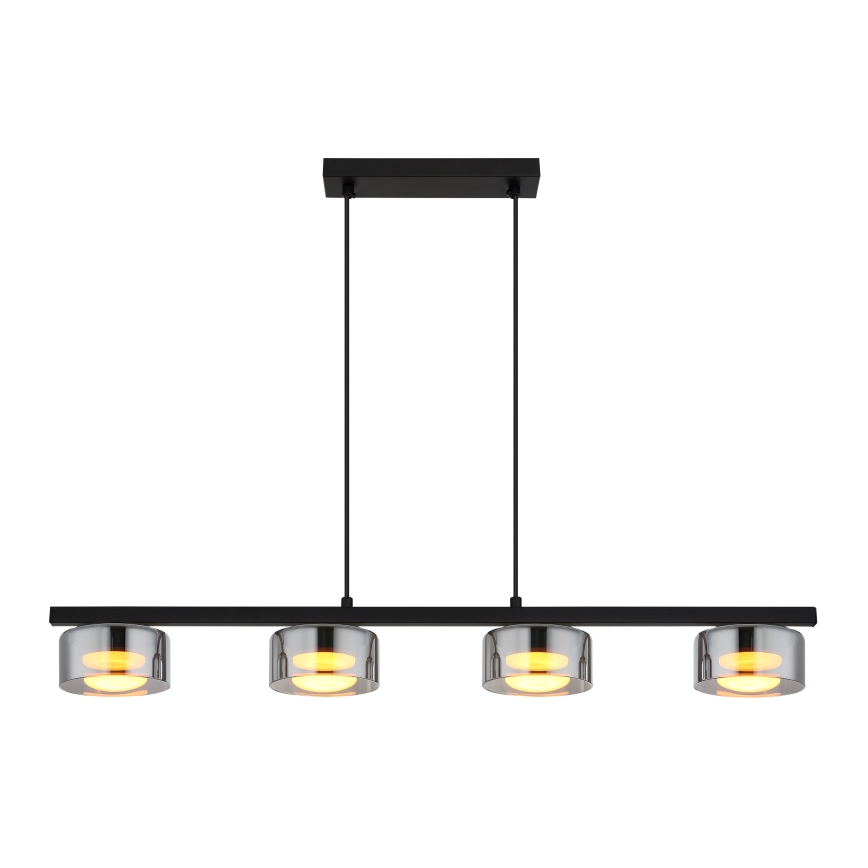 Globo - LED ljuskrona med textilsladd 4xGX53/6W/230V rökig/svart