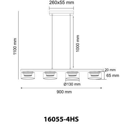 Globo - LED ljuskrona med textilsladd 4xGX53/6W/230V rökig/svart