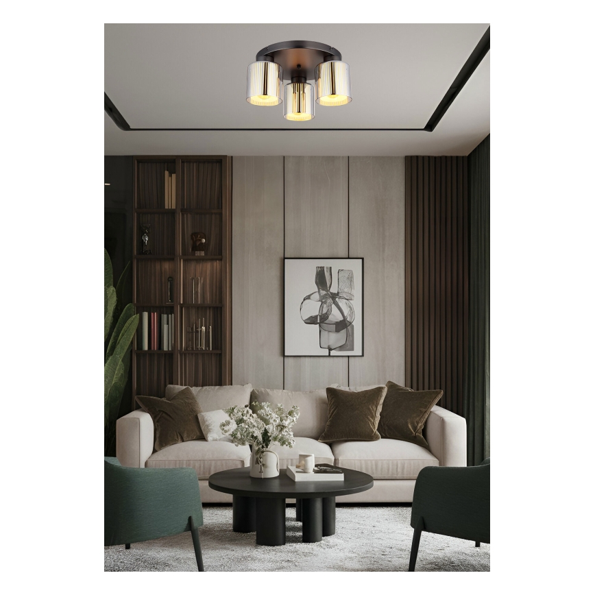 Globo - Taklampa 3xE27/60W/230V, glänsande krom, Ø 34,5 cm