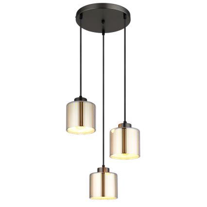 Globo - Ljuskrona med textilsladd 3xE27/60W/230V skinande krom diameter 33 cm