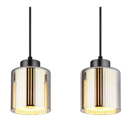 Globo - Ljuskrona med textilsladd 4xE27/60W/230V skinande krom
