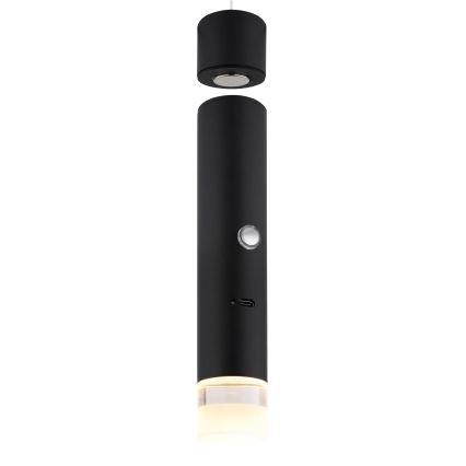 Globo - LED-uppladdningsarmatur 2-i-1, dimbar med beröringsstyrning, LED/2W/230/5V, svart