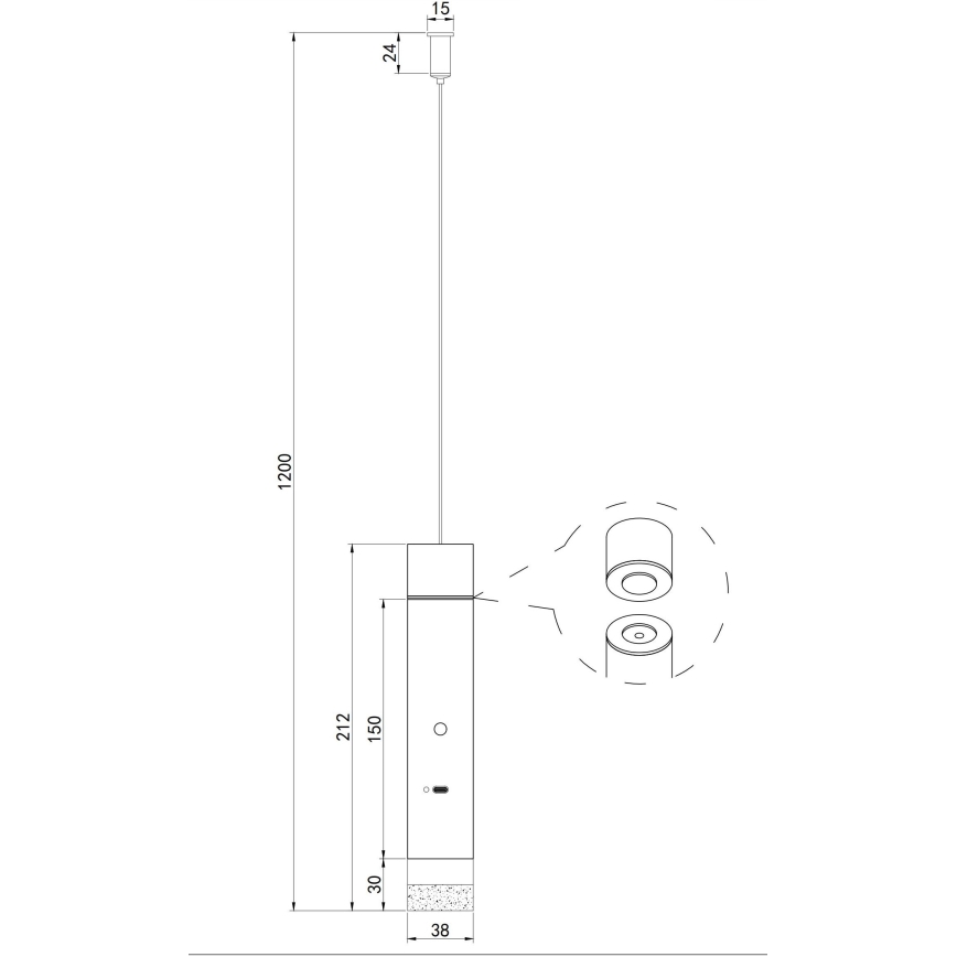 Globo - LED-uppladdningsarmatur 2-i-1, dimbar med beröringsstyrning, LED/2W/230/5V, svart