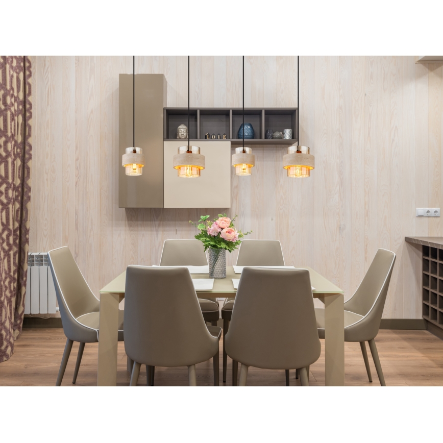 Globo - Pendellampa med sladd 4xE27/40W/230V travertin