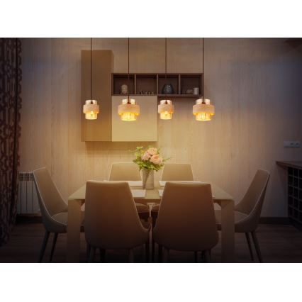 Globo - Pendellampa med sladd 4xE27/40W/230V travertin