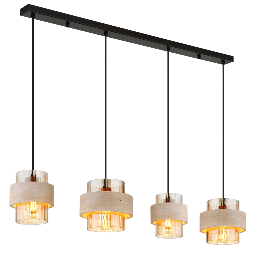 Globo - Pendellampa med sladd 4xE27/40W/230V travertin