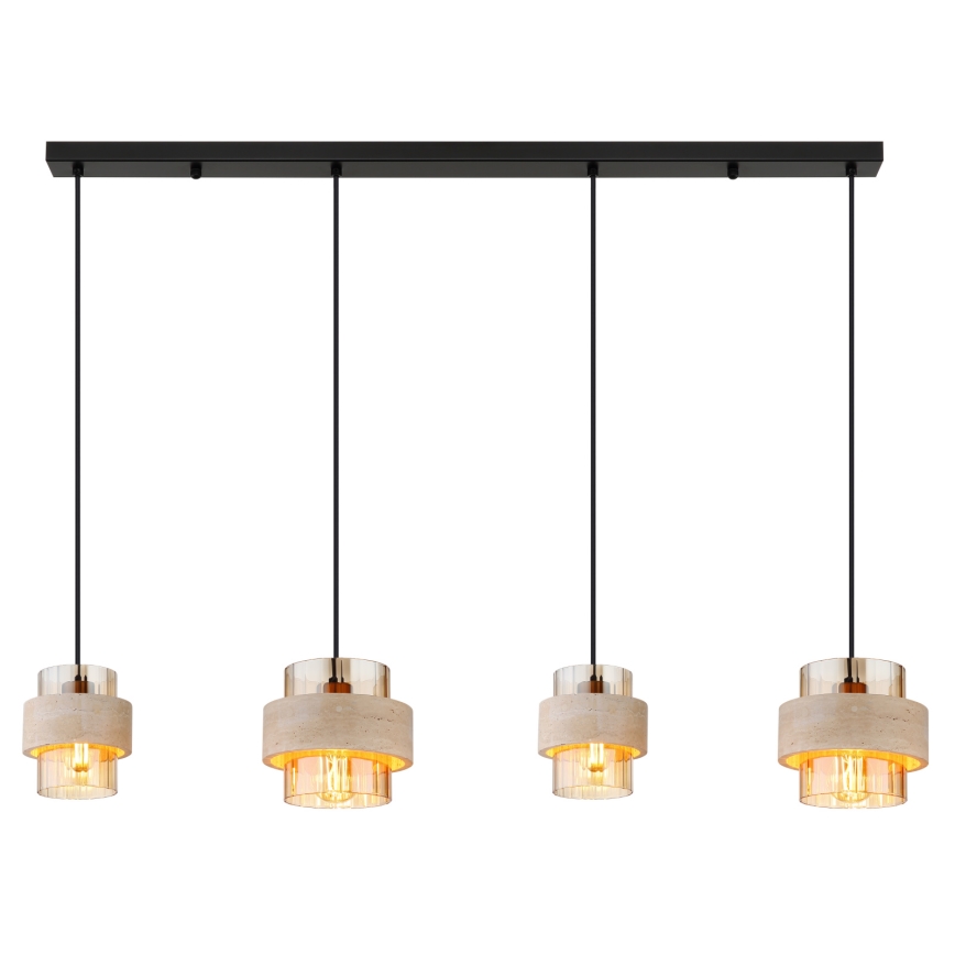 Globo - Pendellampa med sladd 4xE27/40W/230V travertin
