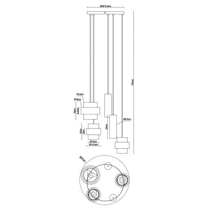 Globo - Taklampa med vajer 3xE27/40W/230V + 2xGU10/10W