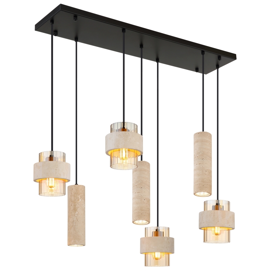 Globo - takpendel på vajer 4xE27/40W/230V + 3xGU10/10W travertin
