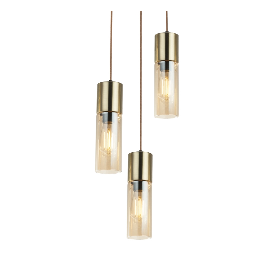 Globo - Ljuskrona med textilsladd 3xE27/25W/230V diameter 30 cm mässing