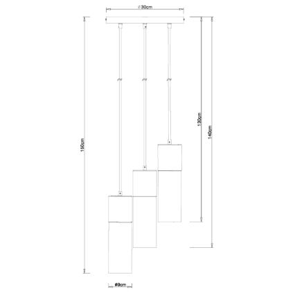 Globo - Ljuskrona med textilsladd 3xE27/25W/230V diameter 30 cm mässing