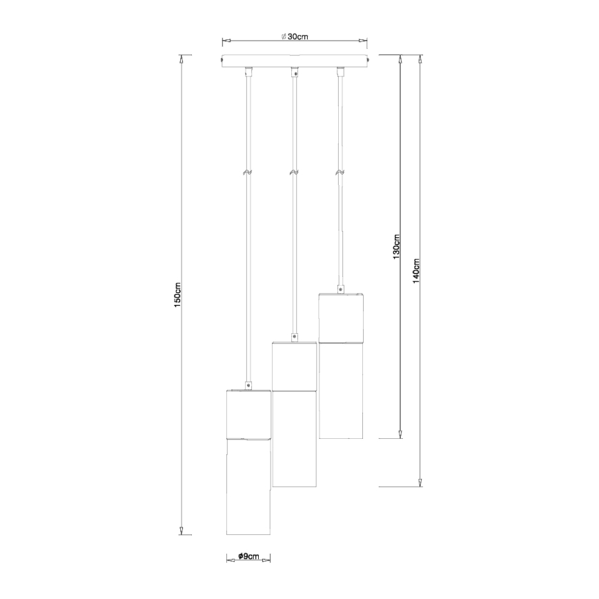 Globo - Ljuskrona med textilsladd 3xE27/25W/230V diameter 30 cm mässing
