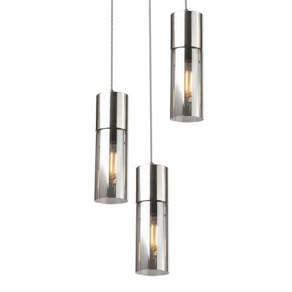 Globo - Ljuskrona med textilsladd 3xE27/25W/230V diameter 30 cm matt krom