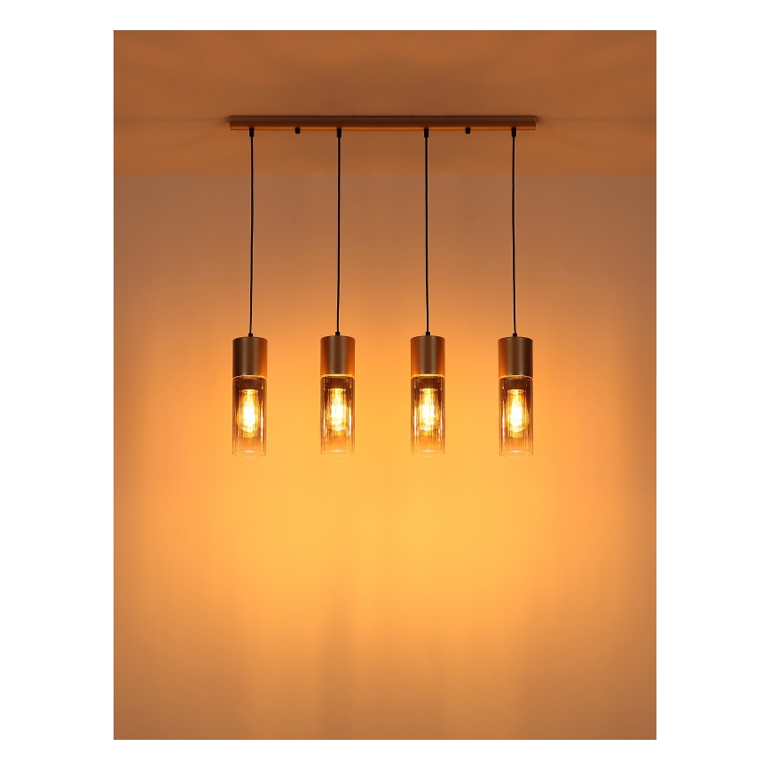 Globo - Pendellampa på vajer 4xE27/25W/230V brons