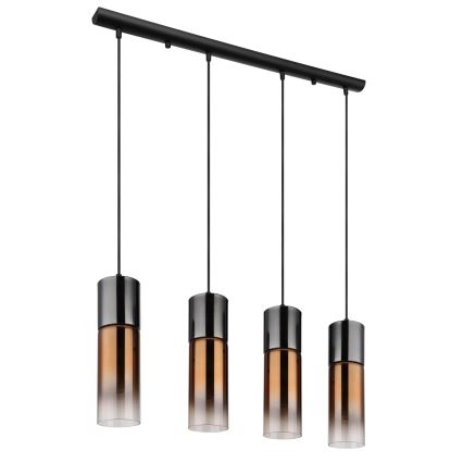 Globo - Ljuskrona med textilsladd 4xE27/25W/230V svart/koppar