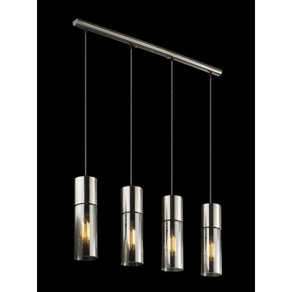 Globo - Ljuskrona med textilsladd 4xE27/25W/230V matt krom