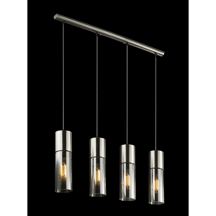 Globo - Ljuskrona med textilsladd 4xE27/25W/230V matt krom