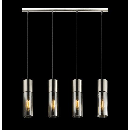 Globo - Ljuskrona med textilsladd 4xE27/25W/230V matt krom