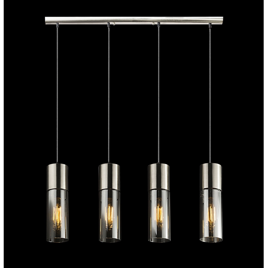 Globo - Ljuskrona med textilsladd 4xE27/25W/230V matt krom