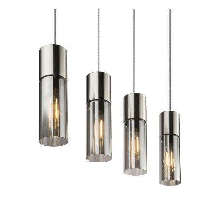 Globo - Ljuskrona med textilsladd 4xE27/25W/230V matt krom