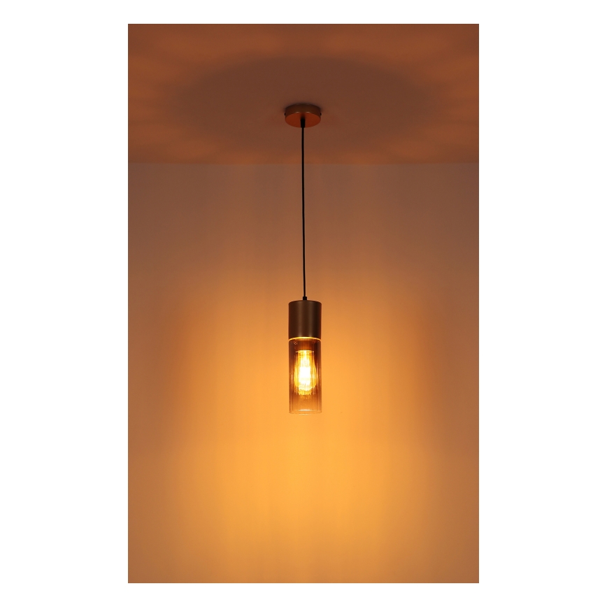 Globo - Pendel på kabel 1xE27/25W/230V i brons, Ø 10,5 cm