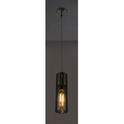 Globo - Ljuskrona med textilsladd 1xE27/25W/230V diameter 10,5 cm matt krom