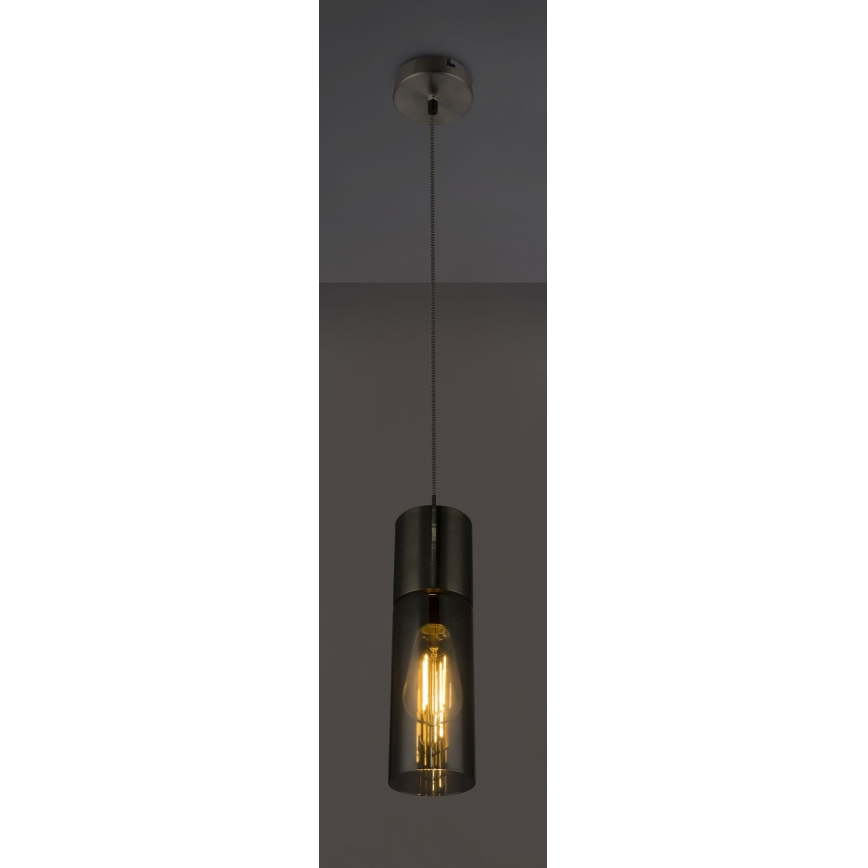 Globo - Ljuskrona med textilsladd 1xE27/25W/230V diameter 10,5 cm matt krom