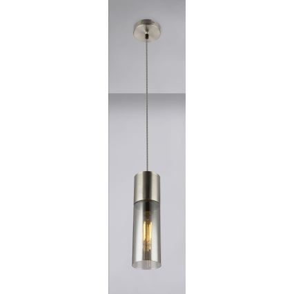 Globo - Ljuskrona med textilsladd 1xE27/25W/230V diameter 10,5 cm matt krom