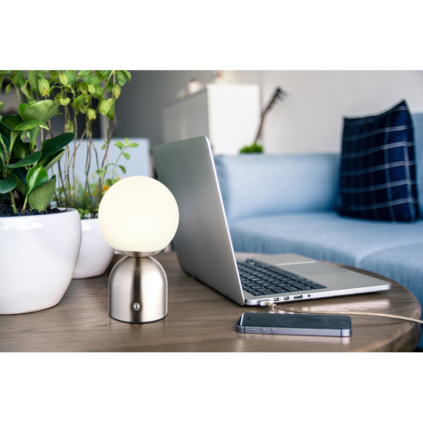 Globo - LED dimbar touchbordslampa LED/2,5W/3,7V 2700K/4000K/6500K 1800 mAh USB matt krom