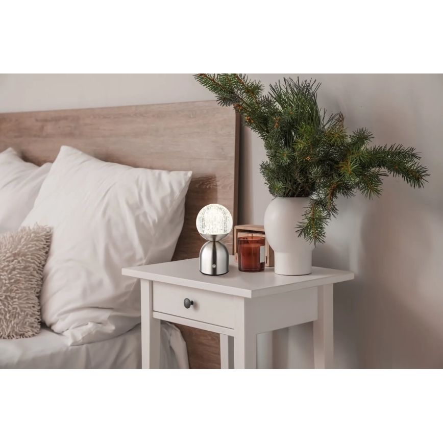 Globo - LED ljusreglerad bordslampa touch LED/2,5W/3,7V 2700/4000/6500K 1800 mAh USB matt krom