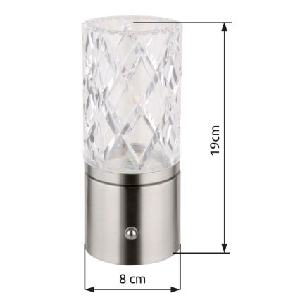 Globo - LED dimbar touchbordslampa LED/2,5W/3,7V 2700K/4000K/6500K 1800 mAh USB matt krom