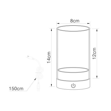 Globo - LED Utomhus ljusreglerad uppladdningsbar beröring bordslampa LED/2W/3,7V 2700/4000/6500K 1200mAh IP44 grå