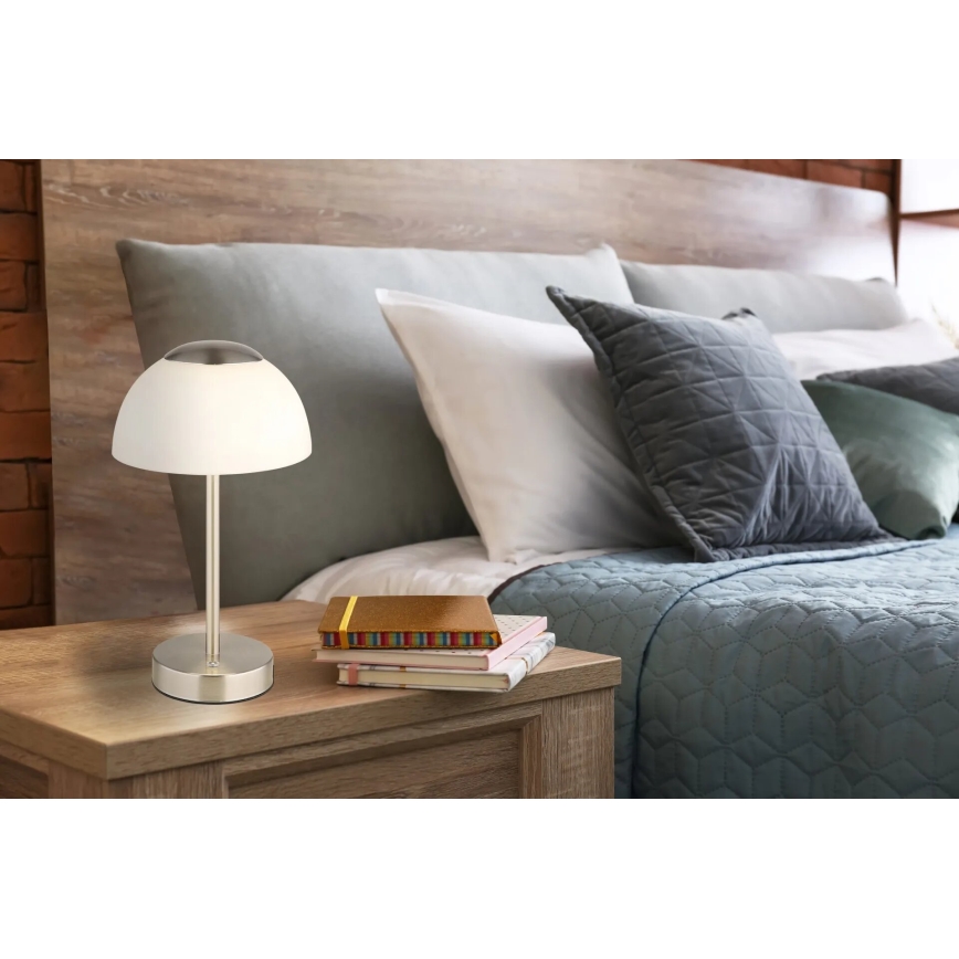 Globo - LED Ljusreglerad uppladdningsbar bordslampa LED/2,5W/5V 1800mAh 2700K/4000K/6500K matt krom