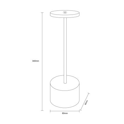Globo - LED dimbar touchbordslampa LED/1,2W/3,7V 2000K/3500K/7000K 1200 mAh USB svart