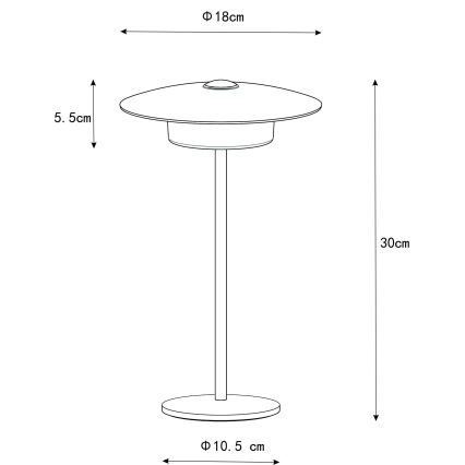 Globo - LED Uppladdningsbar utomhusbordslampa beröringsstyrd LED/3W/3,7V 1800/2700/3000K IP44 1800 mAh grå