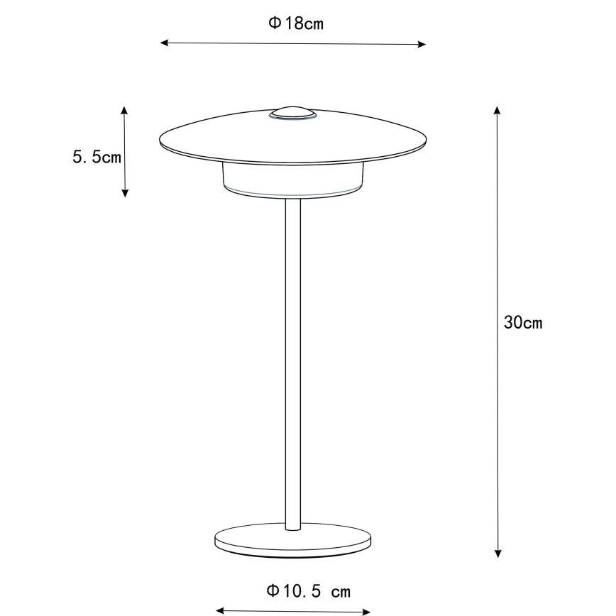 Globo - LED Utomhus laddningsbar touchbordslampa LED/3W/3,7V 1800/2700/3000K IP44 1800 mAh svart