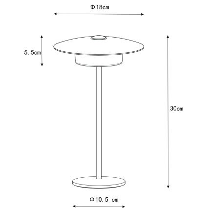 Globo - LED Utomhusbordslampa med laddning, touchkontroll LED/3W/3,7V 1800/2700/3000K IP44 1800 mAh vit