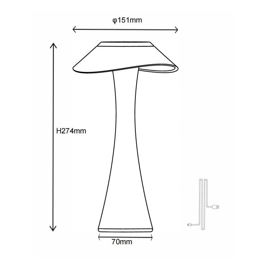 Globo - Dimbar uppladdningsbar LED-bordslampa LED/2,5W/3,7V 1200 mAh 2700/4500/6500K guldig